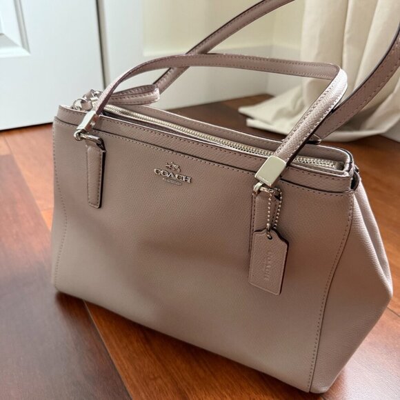 Coach Taupe Pebble Leather Shoulder Bag - Picture 2 of 7